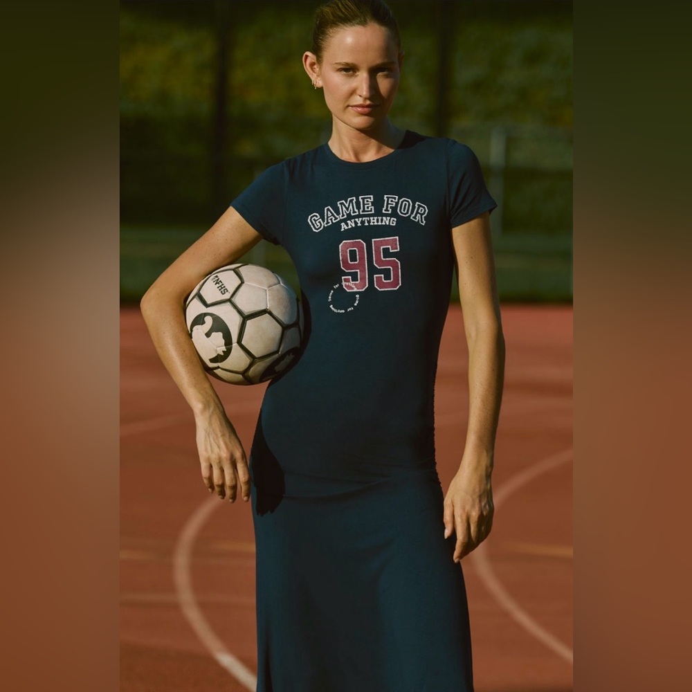 Anthropologie Daily practice NWT Medium t shirt maxi dress navy